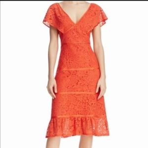 NWT Nanette Lepore flounce hem lace midi dress